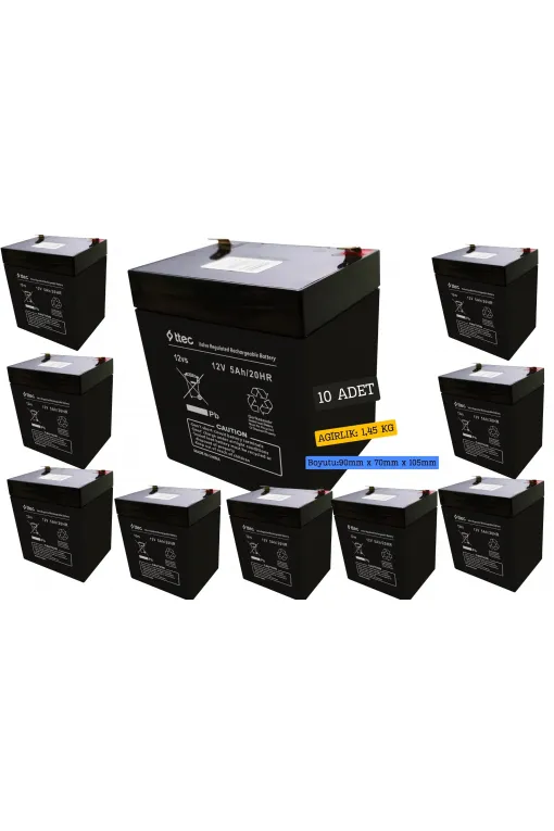 Ttec 12V 5AH Bakımsız Kuru Akü 10 Adet Ttec 12V 5AH Bakımsız Kuru Akü 10 Adet